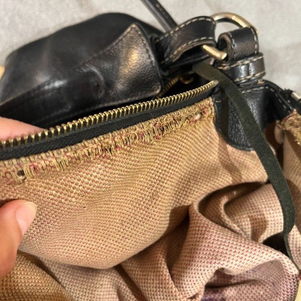VTG Dooney & Bourke Womens Dillen Large Shoulder Hobo Bag Black Pebbled Leather - Picture 7 of 16